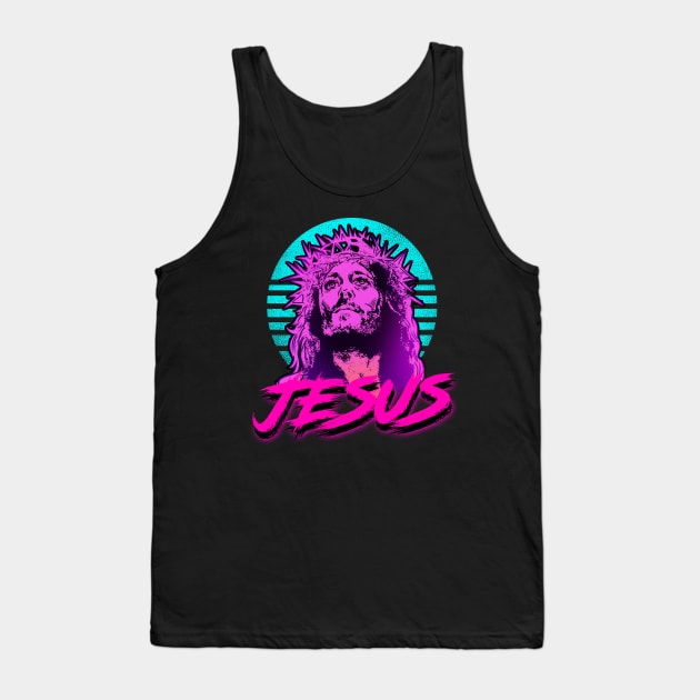 Jesus Retrowave Tank Top by absolemstudio